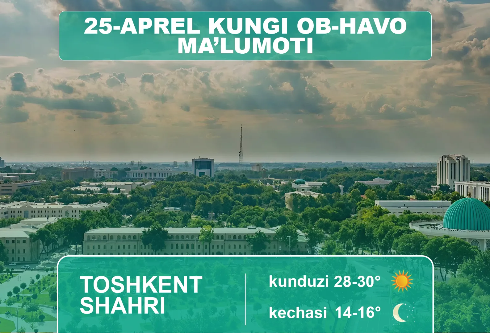 25-aprel kuni O‘zbekistonda havo harorati 35 darajagacha ko‘tariladi