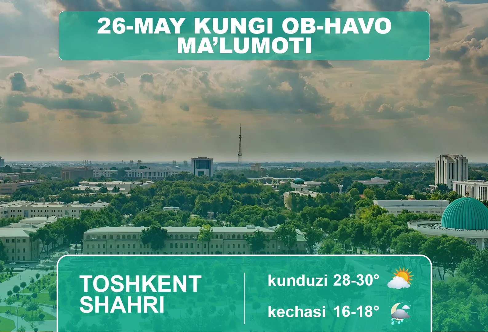 26-may kungi ob-havo ma’lumoti