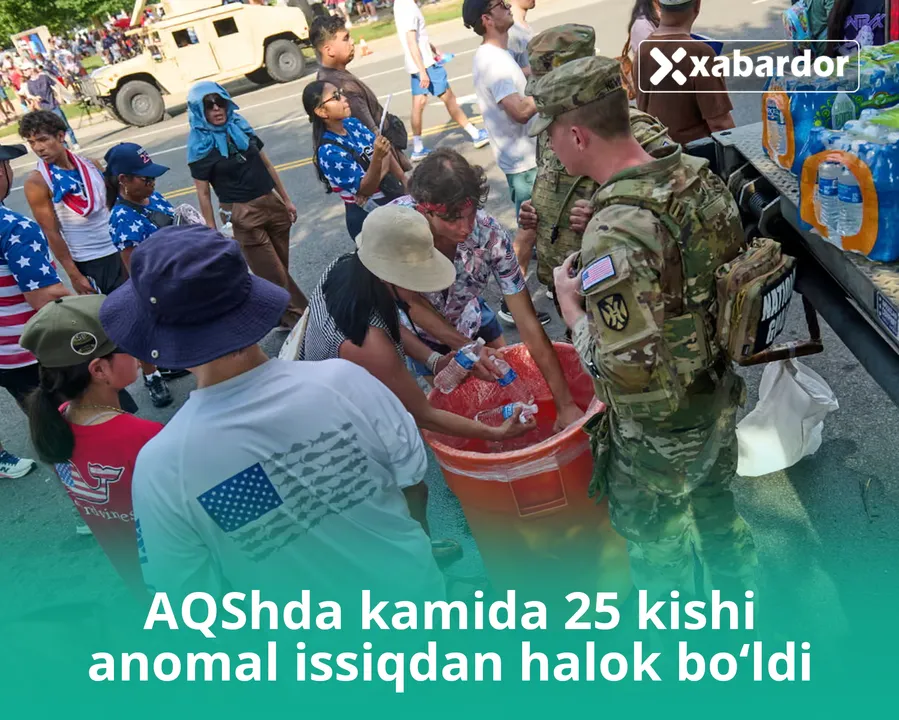 
														
														AQShda kamida 25 kishi anomal issiqdan halok bo‘ldi
														
														