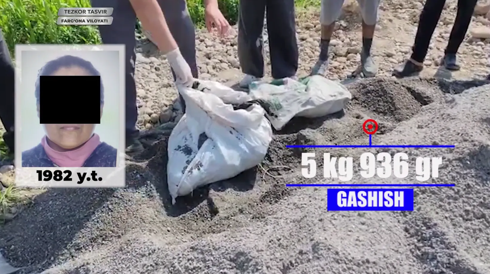 
														
														Farg‘onada 44 yoshli ayol shag‘al uyumiga qariyb 6 kilogramm gashish yashirgani aniqlandi
														
														