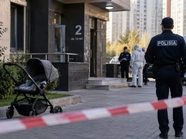 Ostonada ayol 15-qavatdan tushib, 2 yoshli bola bo‘lgan aravachaga qulab tushdi